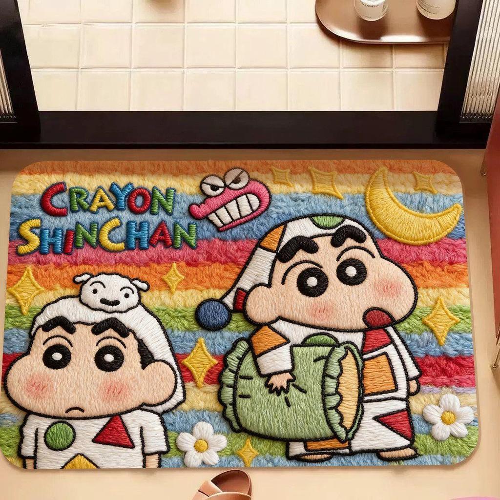 Shin-chan Diatom Mud Bath Mat - Quick-Dry, Non-Slip, Water-Absorbent Floor Pad for Bathroom and Toilet
