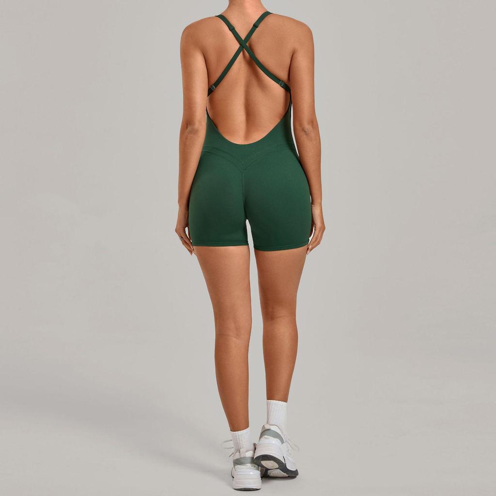 Nouveau Body de Sport Yoga Européen et Américain: Combinaison une pièce à dos croisé, ajustée, pour le fitness et la course à pied