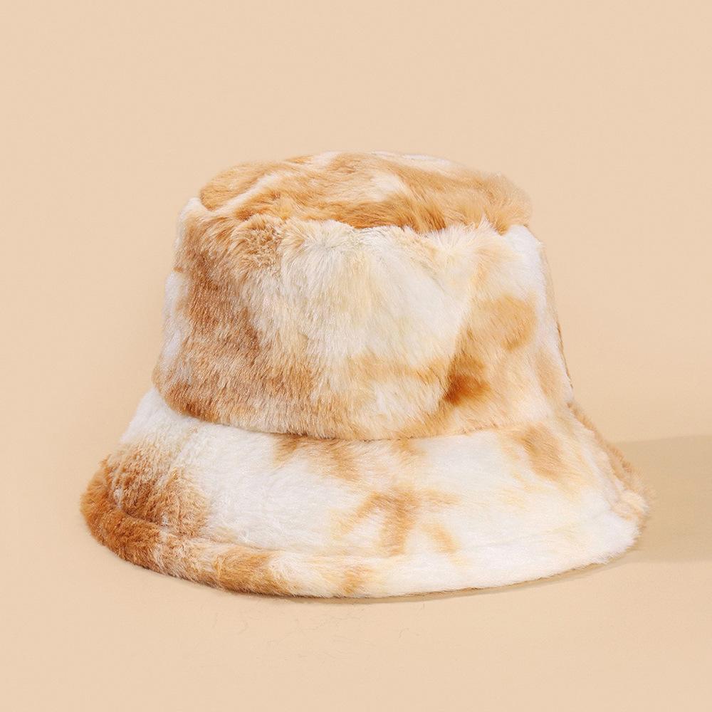 Unisex Bucket Hat Striped Women Men Fishing Fisherman Hat Autumn Winter Faux Fur Wool Outdoor Warm Panama Cap