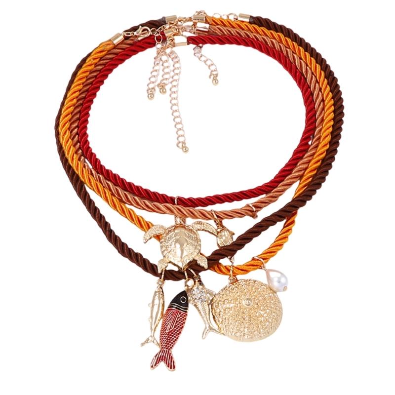 

Marine Animal Charm Necklace For Sensitive Skin Adjustable Length Neckchain Zinc Alloy Pendant Jewelry Holiday Accessory 1