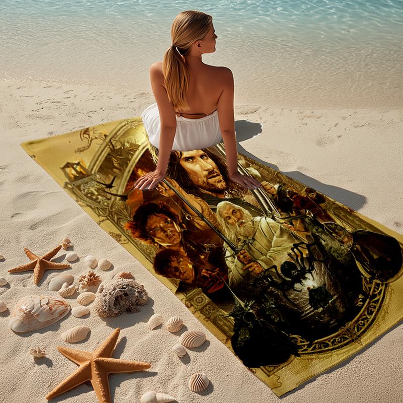 proof beach towel with a The Lord of the Rings pattern - soft,absorbent,quick-drying,machine washable - perfect for swimming,camping,bathing