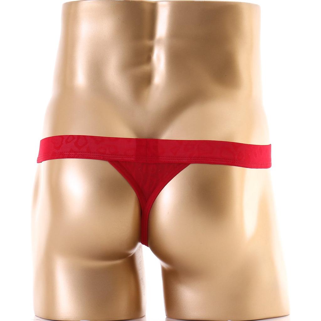 BravePerson Sexy Underwear Men's T-Back Underwear, Low-Rise (Size Small, Red)