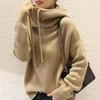 Women's Long Sleeve Pile Collar Sweater Knitted Pullover Oversized Jumper Tops