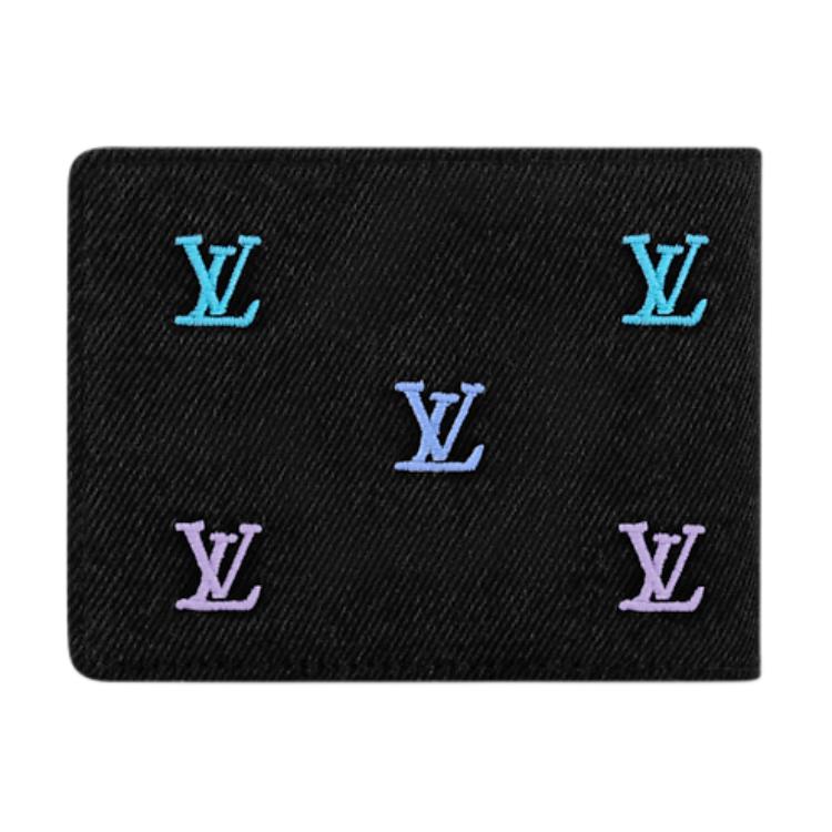 Louis Vuitton Carteira Jeans Bordada Múltipla Carteira Feminina Azul Degradê M13964