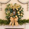 Christmas Wreath Front Door Xmas Garland with Bow Ribbon Berry Flower Decor Indoor Outdoor Winter Decoration