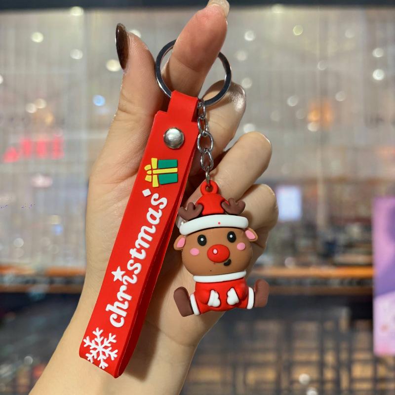 New Christmas Cartoon Keychain Bag Pendant Exquisite Santa Claus Car Keychain Small Gift