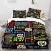 Gamepad Duvet Cover Set Yellow Background with Buttons Boys Playroom Decoration King Size Polyester Quilt Cover with Pillowcases