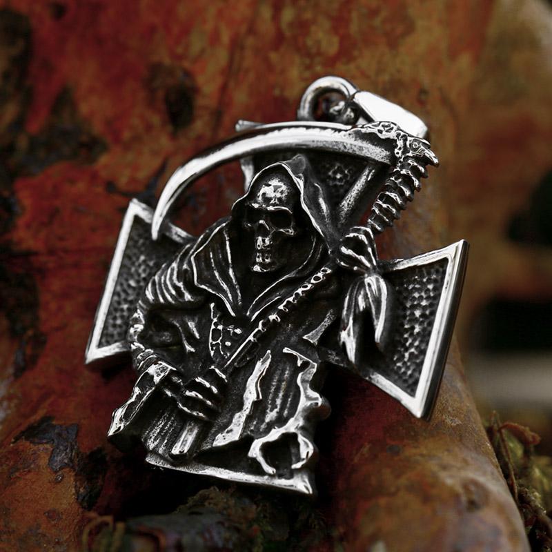 BEIER 2023 New Creative Design Skull Cross Devil Knife The Grim Reaper Pendant Stainless Steel Retro Gothic Jewelry Gift
