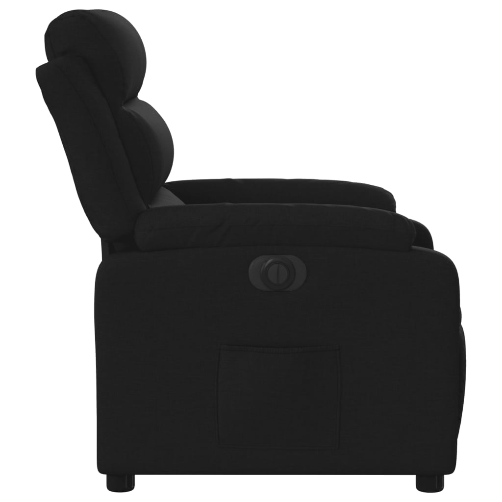 Electric Recliner Chair Black Fabric