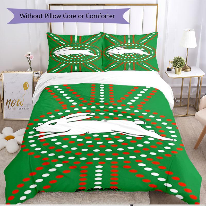 3pcs Duvet Cover Set (1*Duvet Cover + 2*Pillowcase, Without Core), South Sydney Rabbitohs Print Soft All‑Season Bedding Set, Home Bedroom Decor Gift
