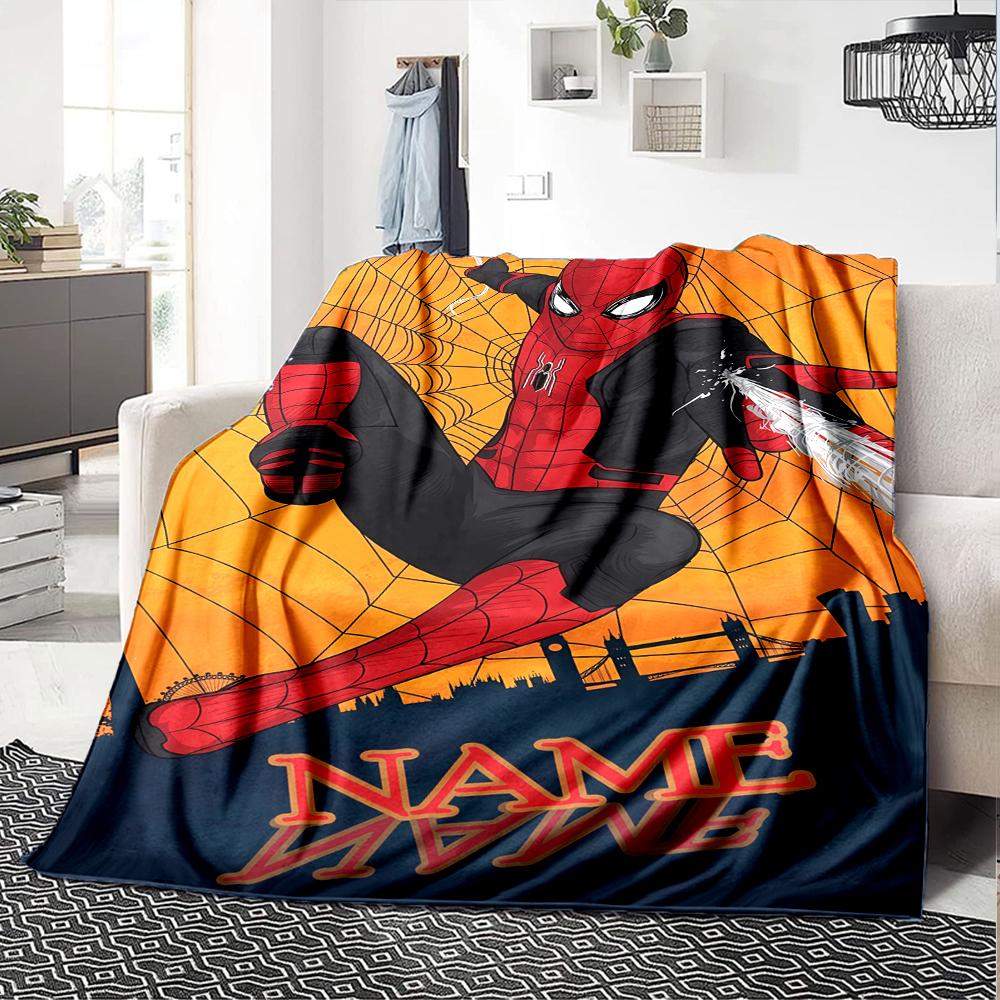 Customiz Name Personality Spider-Man Blanket Soft &Warm Sofa Office Bed Travel Lunch Break Blanket, Gift Suitable All Seasons