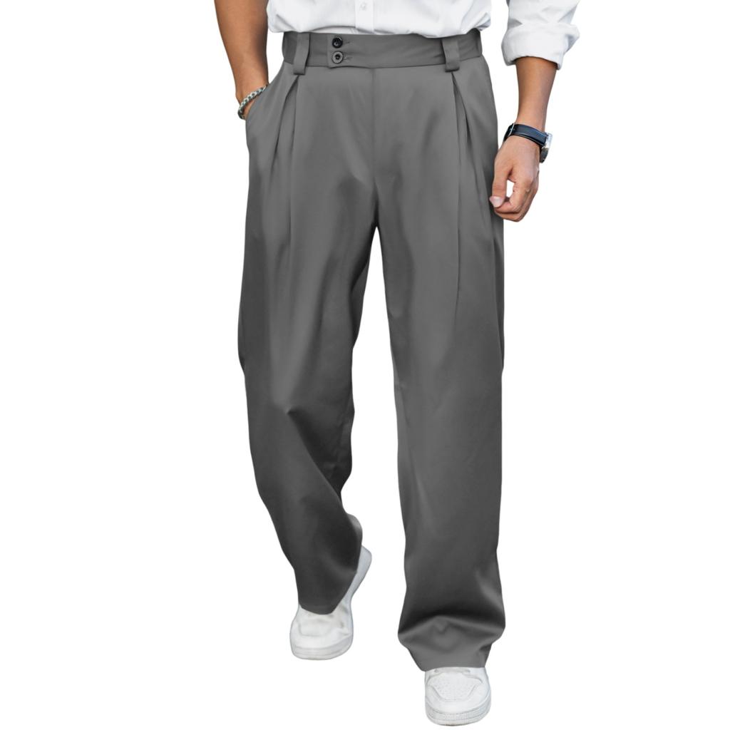 Men's Wrinkled Drapey Loose Fit  Pants, Versatile Straight Leg Casual Trousers