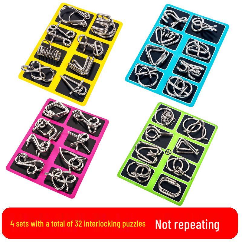 Science Area Kindergarten Interlocking Ring Puzzle - Nine Rings Teaching Aid for Middle Class Activities