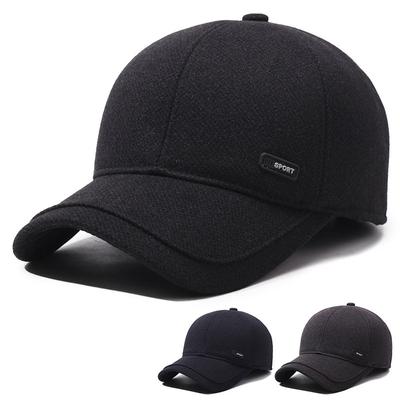 Veludo Proteção de Orelha Quente Boné de Beisebol Outono Inverno Boné Masculino Meia-Idade para Exterior