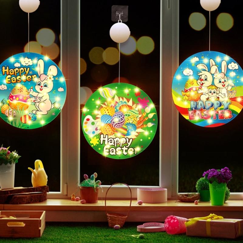 Festival LED Suction Cup Hangings Lamp Convenient Mounting Easter Lights Battery Operated LED Easter Light Adorment