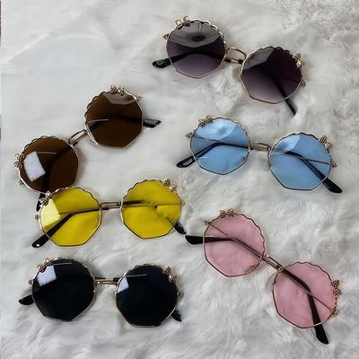 Metal Bow Children'S Sunglasses Polygonal Korean Version For Boys And Girls Sunscreen Sun Glasses Cute Candy Glasses
