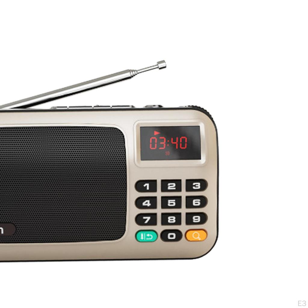 Radio MP3 Music Player with LED Display Rechargeable Headphone Function Emergency Flashlight