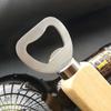 Stainless Steel Bottle Opener with Wooden Handle Durable Heavy Duty Manual Bottle Cap Opener for Home Bar Kitchen Use