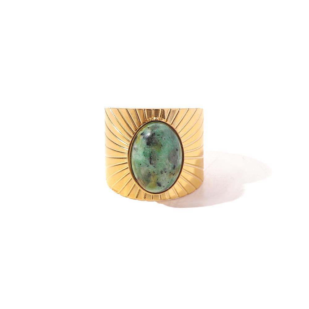 African Turquoise Wide Band Open Ring - High-End Vintage European & American Style Jewelry for Women