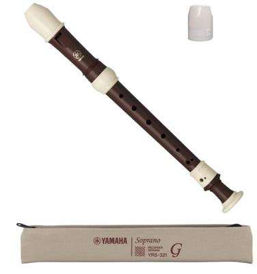 Yamaha Soprano Recorder with Rosewood Fingering Cleaning Recorder Cloth Fingering and ABS Resin Antibacterial Cap Set YRS-321 German-Style Tone, Hook,
