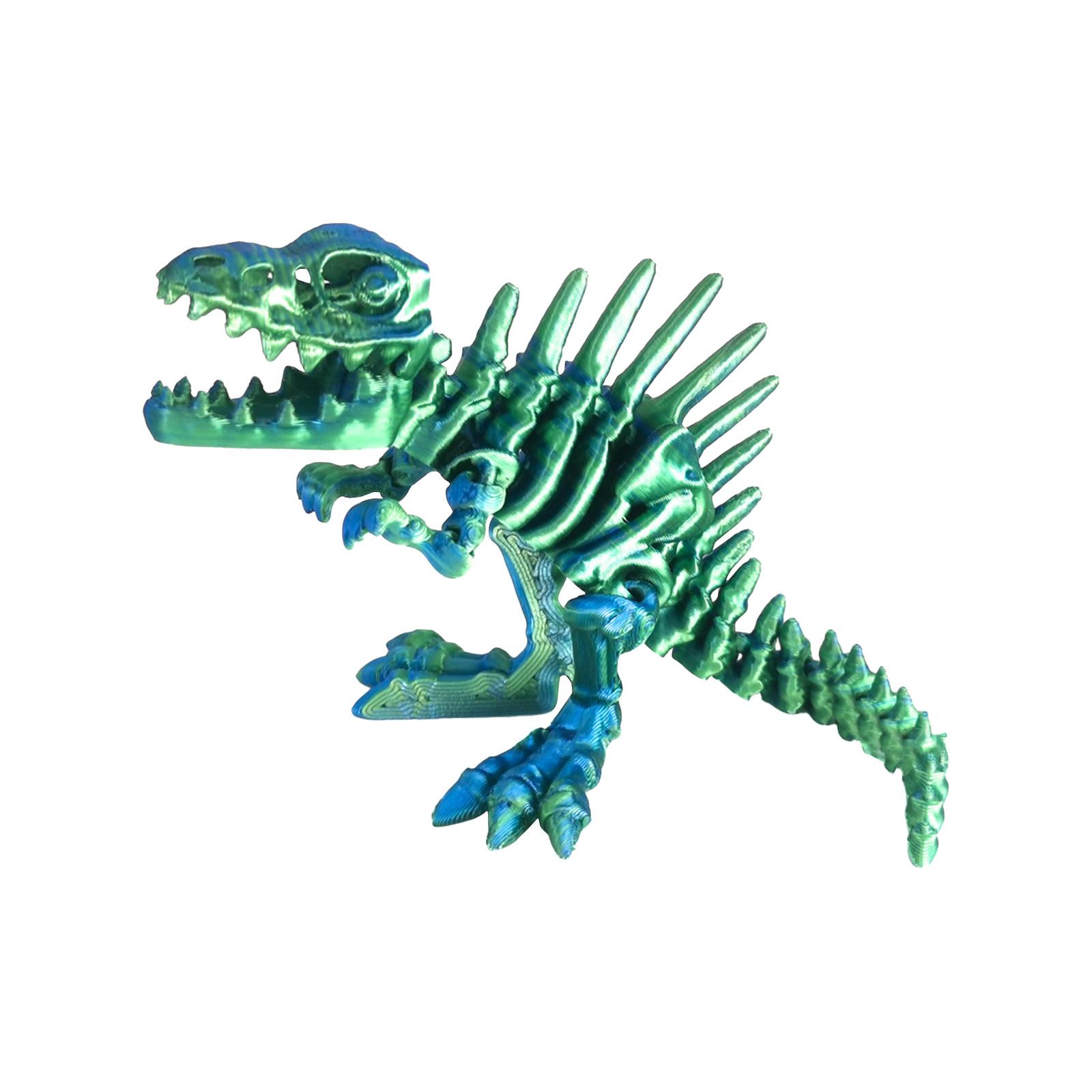 

3D-печатная подвижная игрушка-скелет спинозавра, скелет спинозавра с подвижными суставами, 3D-печатная игрушка-скелет спинозавра, украшение, снятие стресса One Size