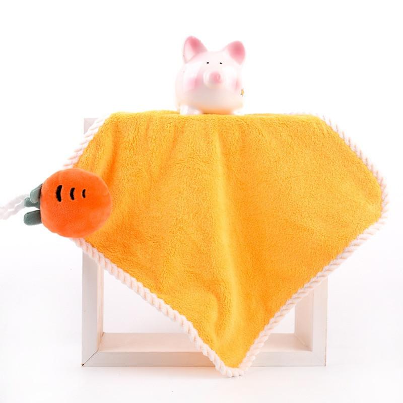 

1 шт. 30x30 см 3D мультяшное полотенце для рук Мягкий коралловый вельвет Впитывающее Подвесное Домашняя ванная комната Ткань для рук Детский подарок 30x30cm оранжевый