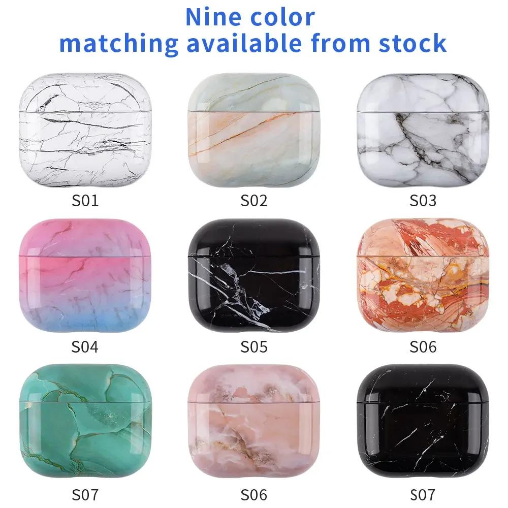 Marble Pattern Case For Apple Airpods 4 3h Generation Hard PC Cover For Airpods Pro Case 2 Marble Protective Cases Fundas