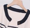 Korean Style Retro Color Block Striped Cardigan Sweater - Thickened Autumn/Winter Outerwear Women