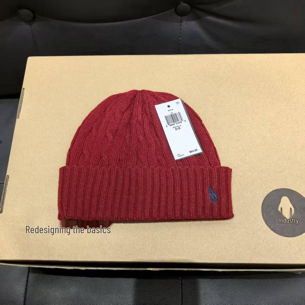 Zimní klasická copánková šála a čepice ze směsi vlny s výšivkou poníka pro páry