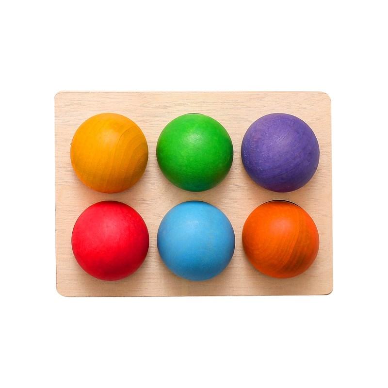 

Wooden Montessori Toys for Kids Early Education Preschool Toy Rainbow Ball Matching Sensory Game Color Cognitive Sorting Board