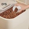 Grain Storage Barrel with Built-in Measuring Cup Clear Cover Large Capacity Wide Mouth Airtight Pet Food Container