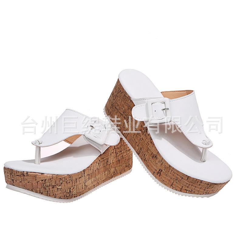 Juti Spot 2025 Summer New Women's Shoes Foreign Trade Large Size Wish Independent Station Slope Heel Women's Buckle Sandals