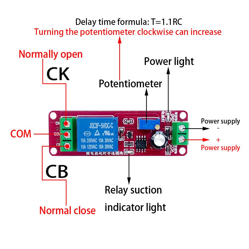 NE555 Timer Switch Adjustable Module Time Delay Relay Module DC 12V Delay Relay Shield 0~10S