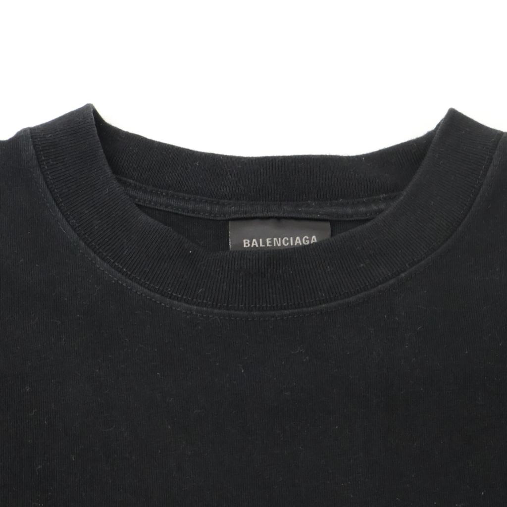 Balenciaga 612966 Unisex Logo Crew Neck T-Shirt Tops S blackUsed