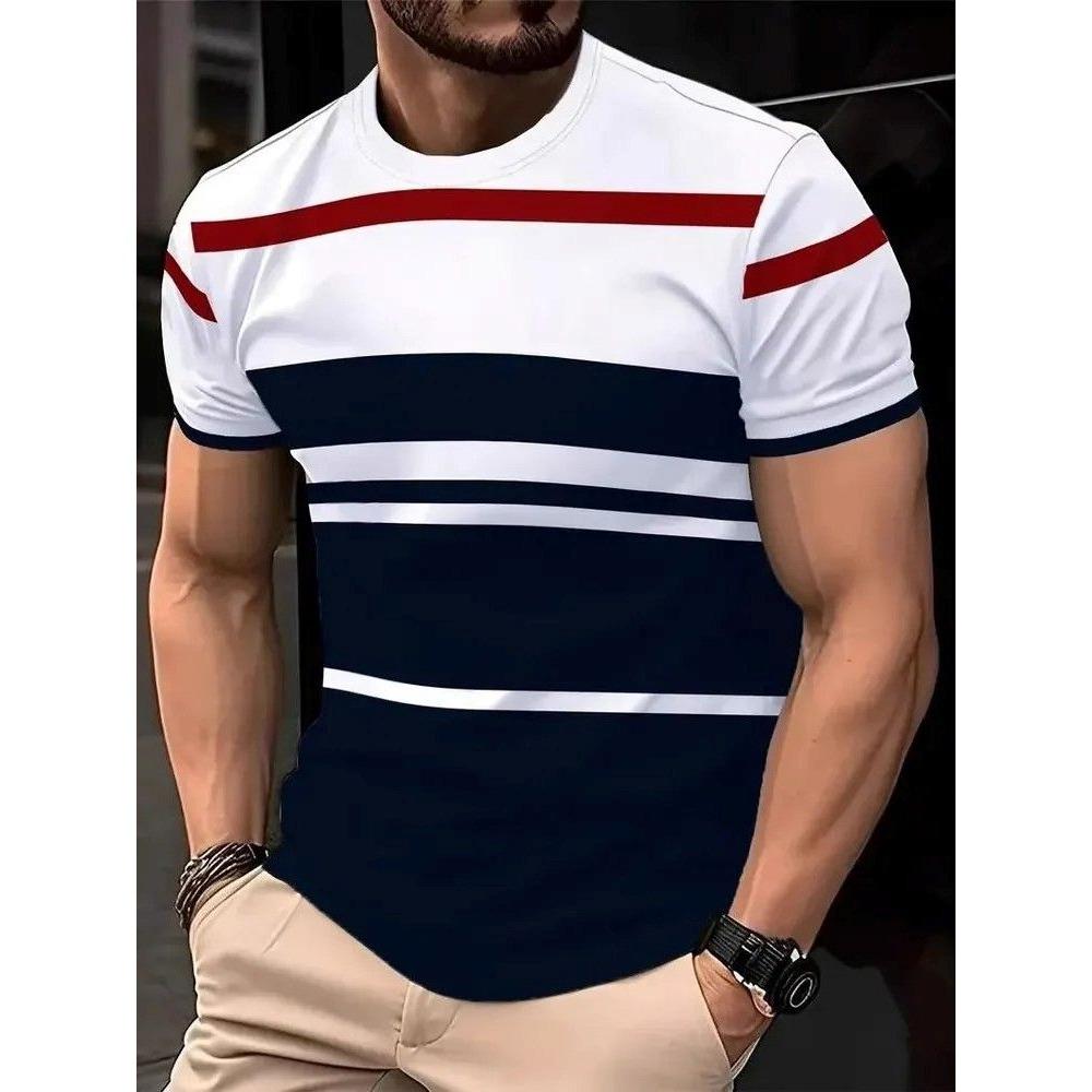 Fashion Striped Pattern 3D Print T-Shirts Men's Short Sleeve O-Neck T Shirt Casual Streetwear Harajuku Top Tees Men Clothing