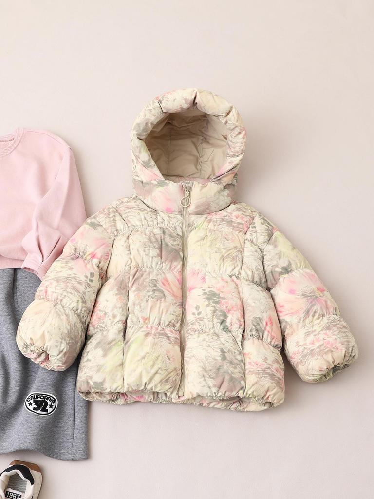 Floral Girls' Down Jacket 2025: Winter Outerwear for Medium & Large Kids, 90% Down