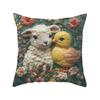 Easter Bunny Pillowcase Imitation Embroidery Lamb And Chick Print Pillowcase Farmhouse Throw Pillow Cover for Parties Living Room Couch Sofa Decor