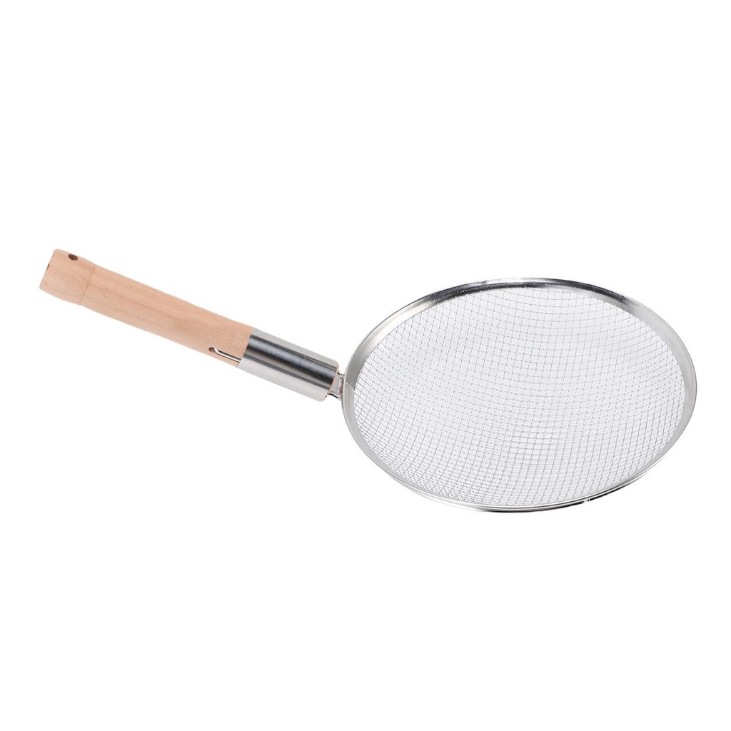 Skimmer Spoon Stainless Steel Fine Mesh Food Strainer Filter Spoon with Wooden Handle Multi Purpose for Home Kitchen