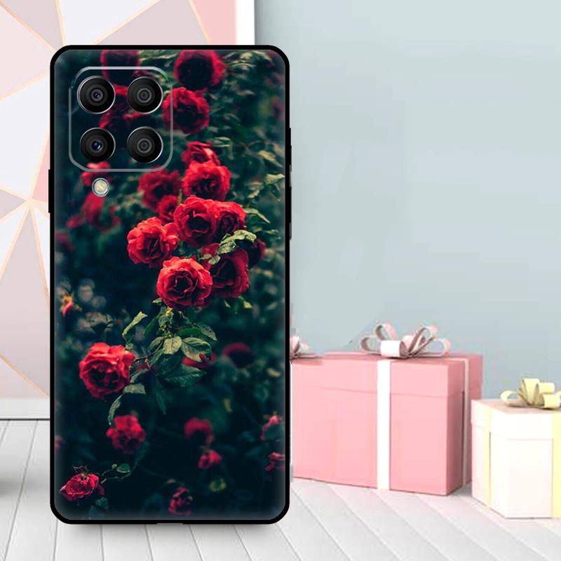 Beautiful Garden Red Roses Flowers Case For Samsung Galaxy M56 M52 M32 M53 M16 M11 M21 M31 M35 M12 M13 M14 M15 M36 M55 M34 M54