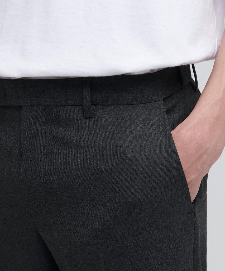 MUSINSA STANDARD Wool Tapered Hidden Banding Crop Slacks [Charcoal Gray]