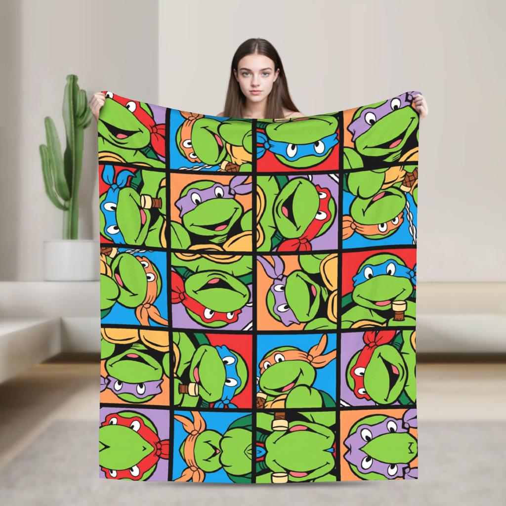 Comic Warm Soft Blankets T-Tmnts Character Decorative Plush Bedding Throws Funny Home Decor Flannel Bedspread Sofa Bed Cover