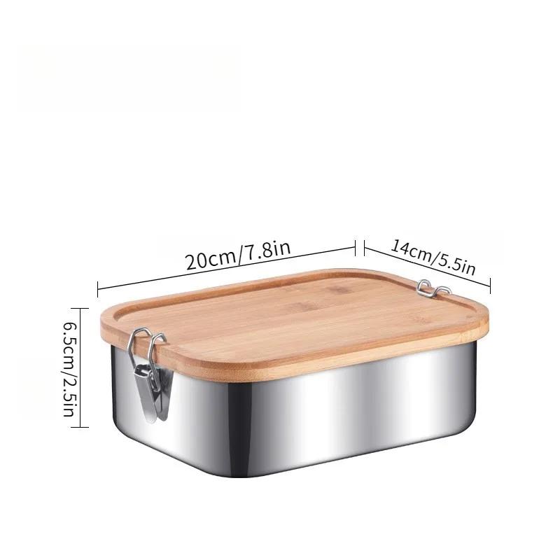 New 304 stainless steel bamboo lid lunch box, Japanese style lid preservation box, lunch box, lunch box, food storage box