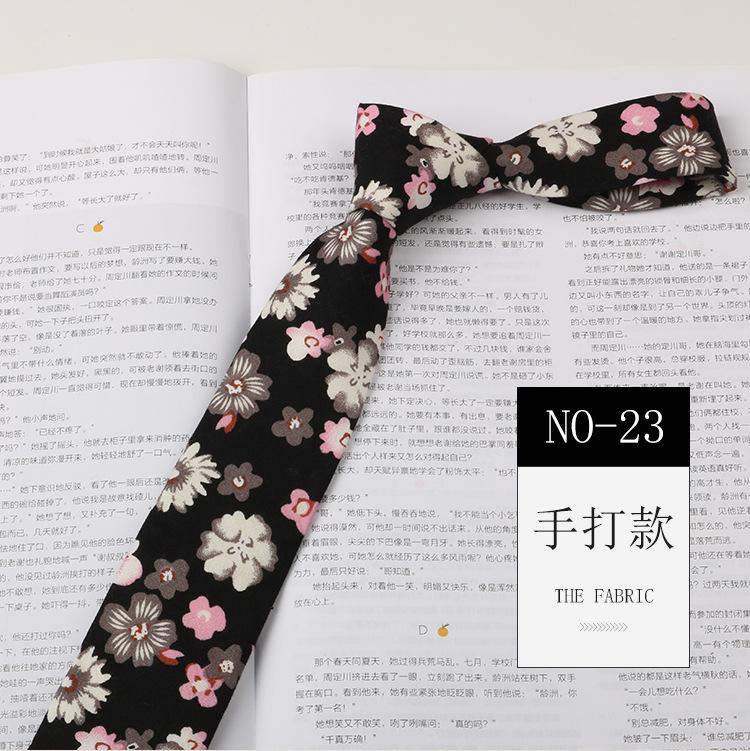Floral Tie Men'S Patterned Cotton Shirt Macaron Printed Narrow Edition 6Cm Hand Tie Korean Casual Women'S Tie