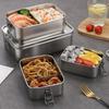 Durable Stainless Steel Bento Box Large Capacity Leakproof Lunch Box with Lid Square Food Storage Container Outdoor