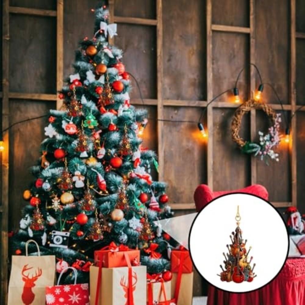 2D Design Guitar Ornaments Acrylic Xmas Tree Charm New Christmas Tree Pendant Home Decoration