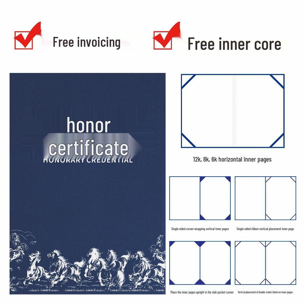 Year of the Horse A4 Honor Certificate with Hot Stamping for Outstanding Employee