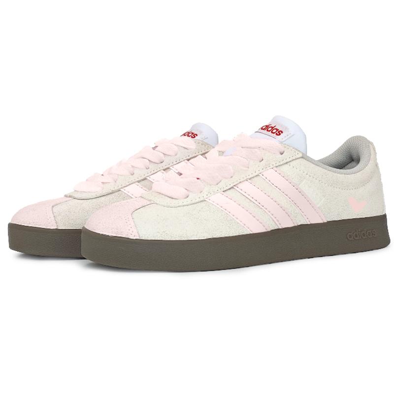 Adidas VL COURT 2.0 Slip Resistant Abrasion Resistant Low top Skateboard Shoes Unisex White Pink HQ1802(Team562--)