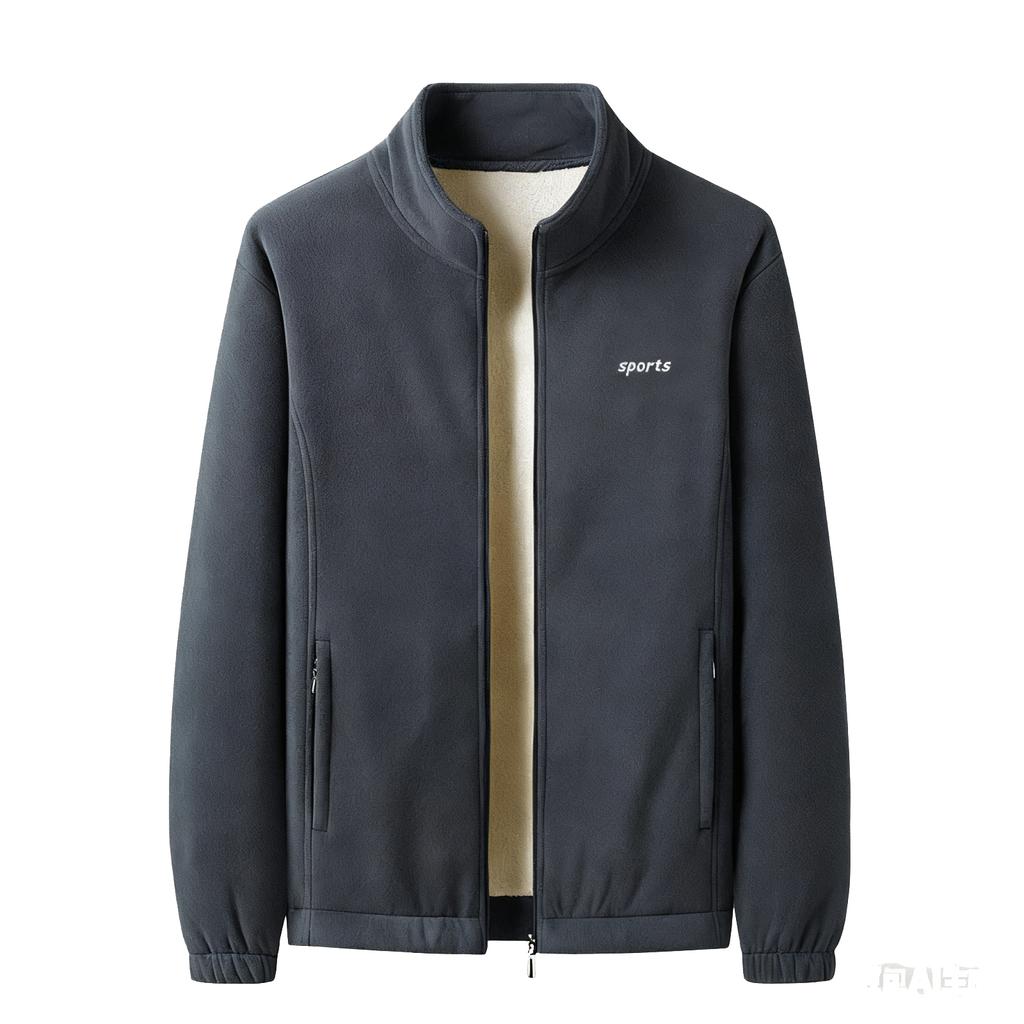 Men's -color Casual Thickened Jacket, Men's Long-sleeved Stand-up Collar Warm Coat