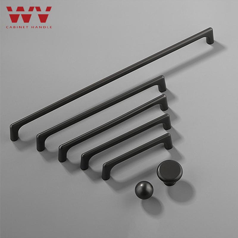 WV Black Kitchen Cabinet Storage Handles 96-320mm Dressers Cupboard Closet Wardrobe Door Drawer Knobs Furniture Hardware Pulls