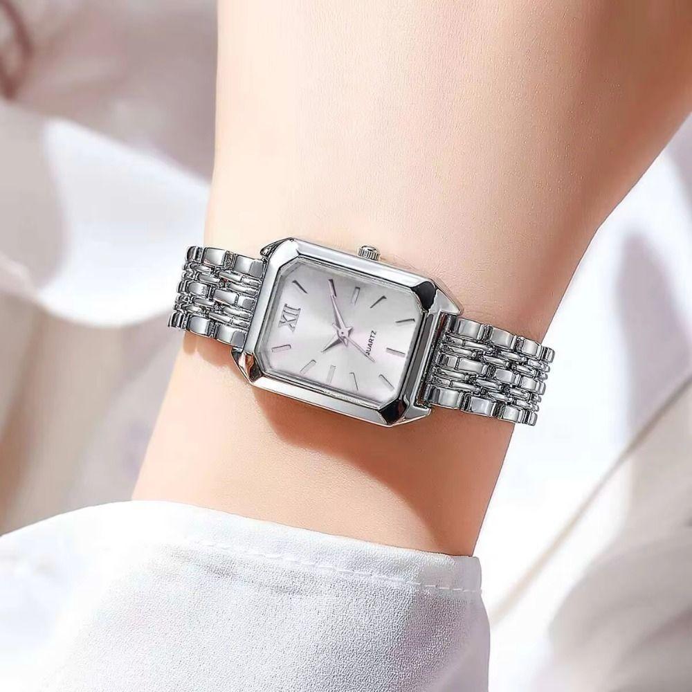 Square Dial Rhinestone Quartz Watch Slim Strap Rhinestone Watch Women Quartz Watch  Casual Wear